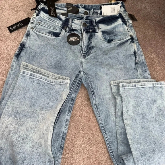 2PAIR- BUFFALO JEANS “EVAN-X” SLIM STRAIGHT STRETCH BLEACHED AND SANDED 30/30 - Picture 10 of 16